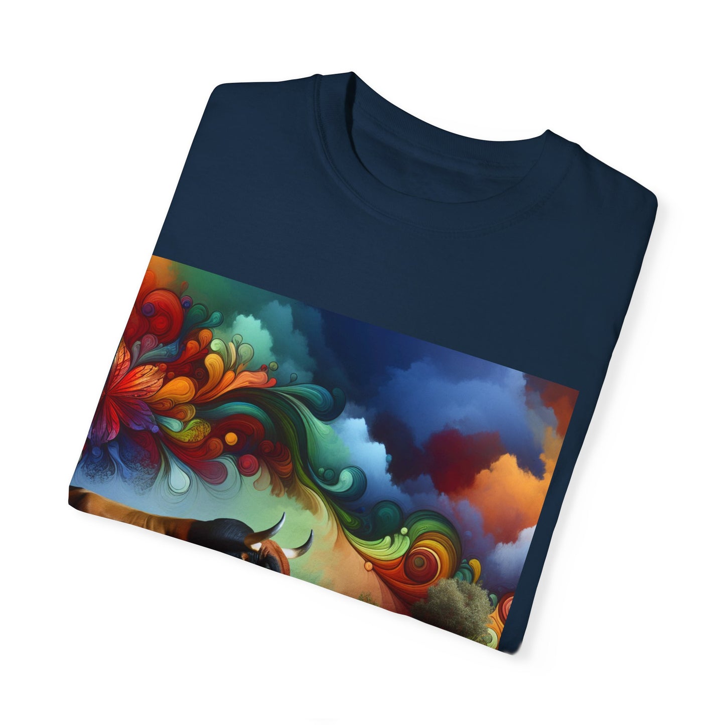 Colorful Bull Graphic Unisex T-shirt for Nature Lovers