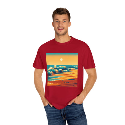 Sunset Waves Unisex Garment-Dyed T-Shirt - Beach Vibes for Summer Adventures