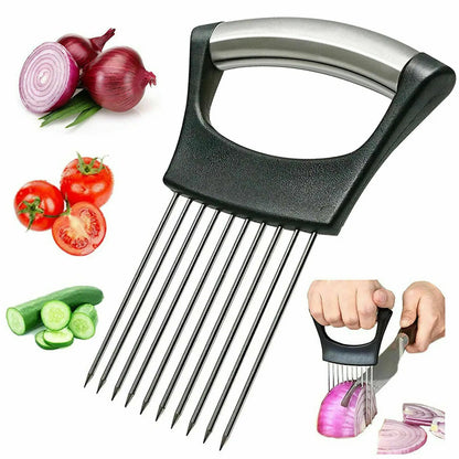 Onion Holder Slicer Vegetable tools Tomato Cutter Stainless Steel Kitchen Gadget Mağazam