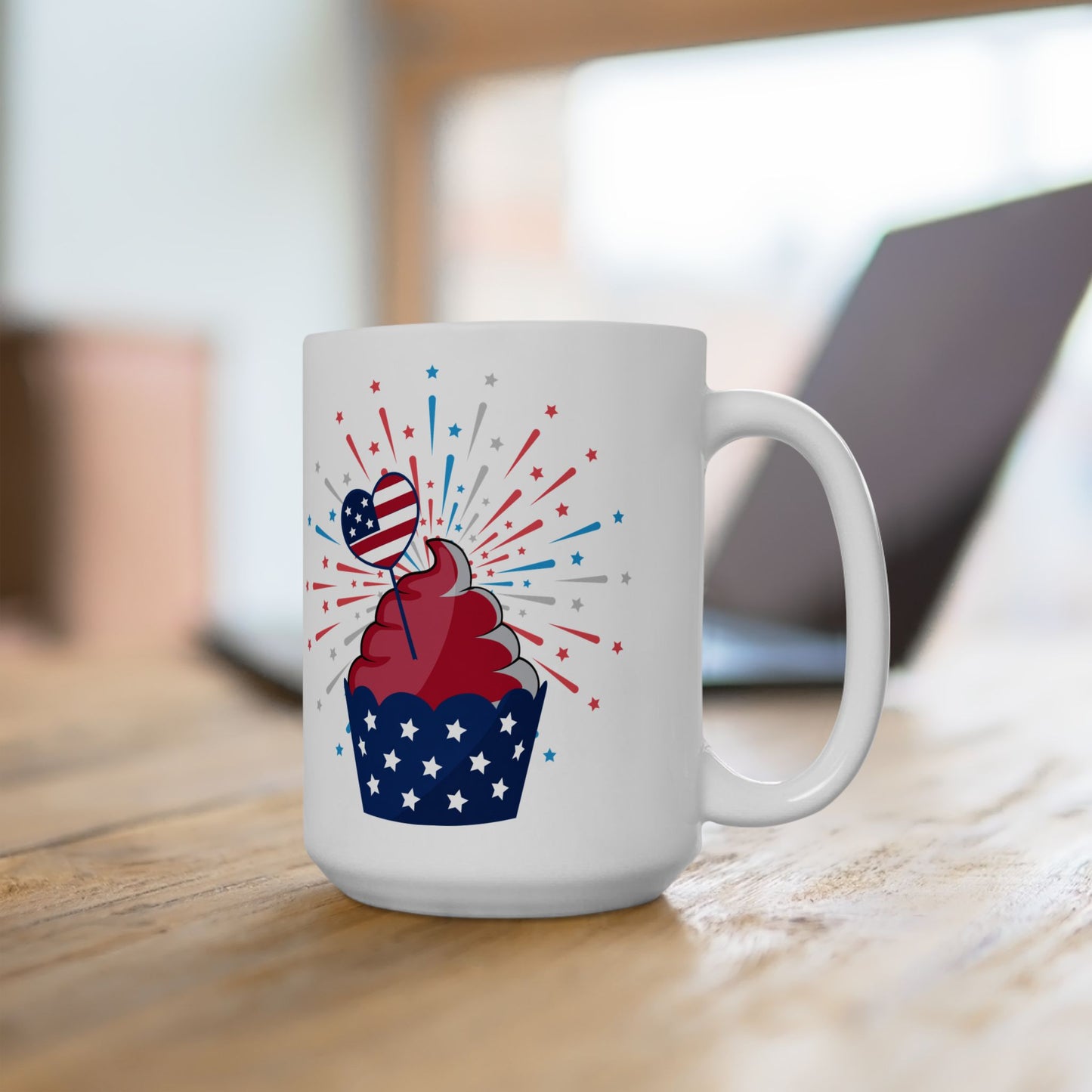 Patriotic Celebration Ceramic Mug - 11oz & 15oz, Ideal for 4th of July and Fun Gathering