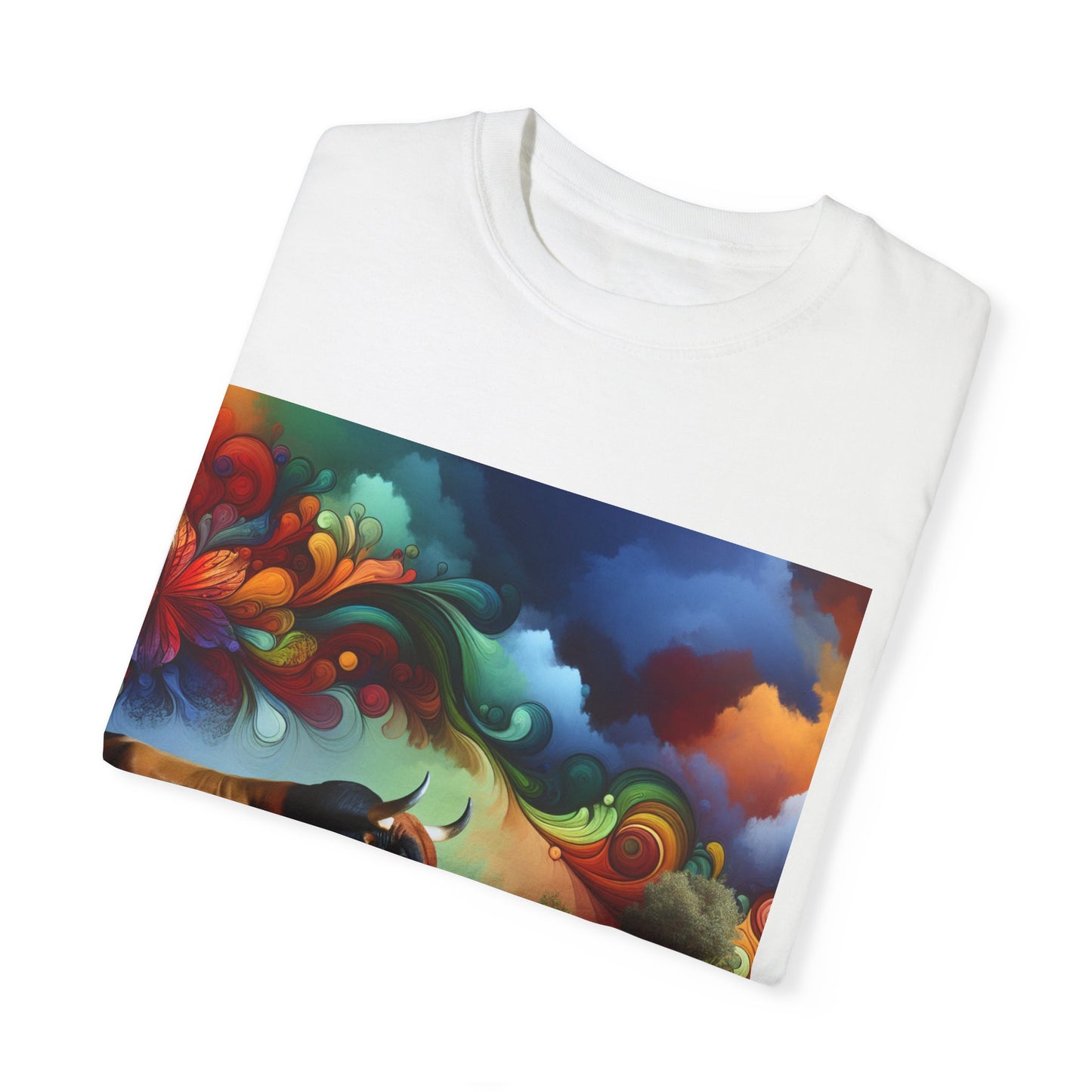 Colorful Bull Graphic Unisex T-shirt for Nature Lovers