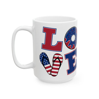 Patriotic Celebration Ceramic Mug - 11oz & 15oz, Ideal for 4th of July and Fun Gathering