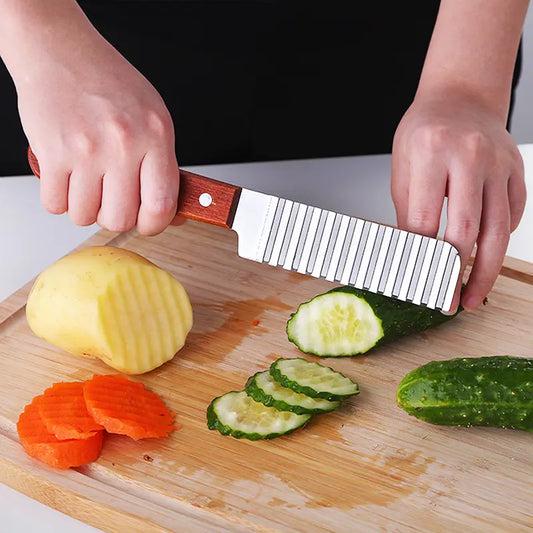 French Fries Cutter Stainless Steel Potato Cutter Knife Vegetable Wave Cutting Tools Mağazam