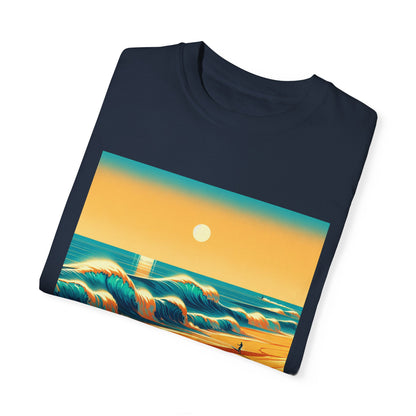 Sunset Waves Unisex Garment-Dyed T-Shirt - Beach Vibes for Summer Adventures