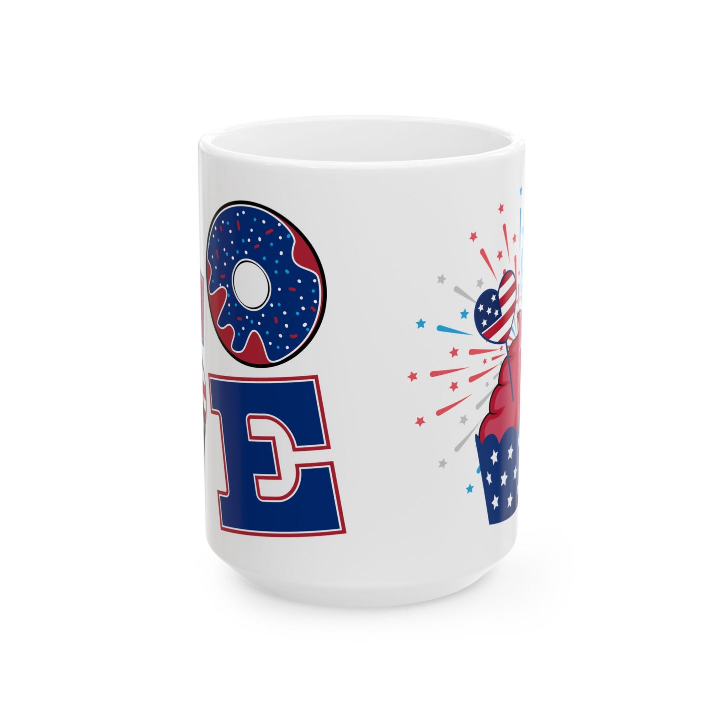 Patriotic Celebration Ceramic Mug - 11oz & 15oz, Ideal for 4th of July and Fun Gathering