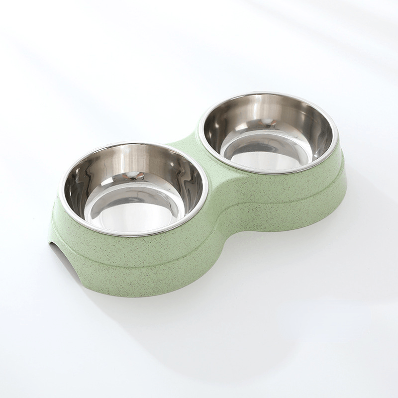 Double Pet Bowls Dog Food Water Feeder Stainless Steel Pet Drinking Dish Mağazam