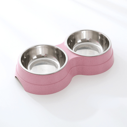 Double Pet Bowls Dog Food Water Feeder Stainless Steel Pet Drinking Dish Mağazam