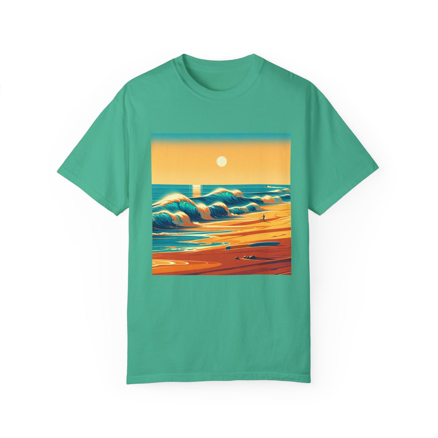 Sunset Waves Unisex Garment-Dyed T-Shirt - Beach Vibes for Summer Adventures