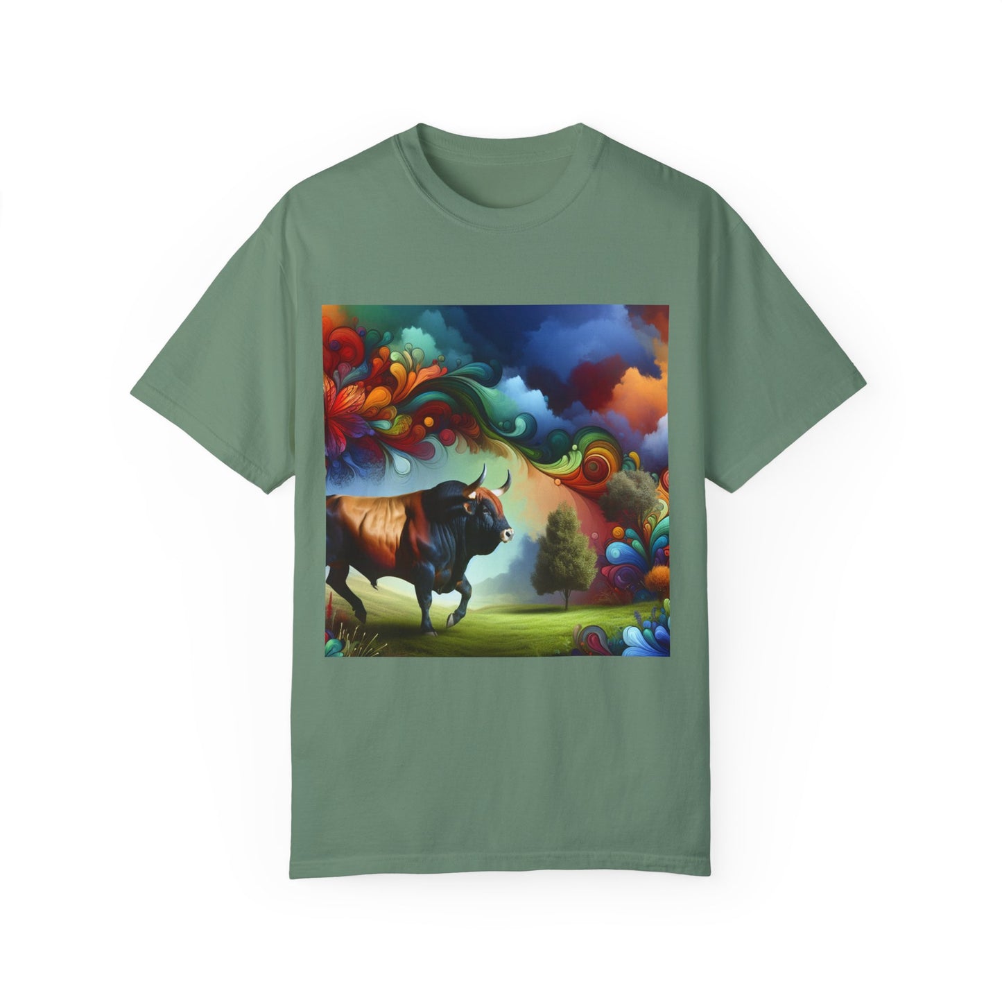 Colorful Bull Graphic Unisex T-shirt for Nature Lovers