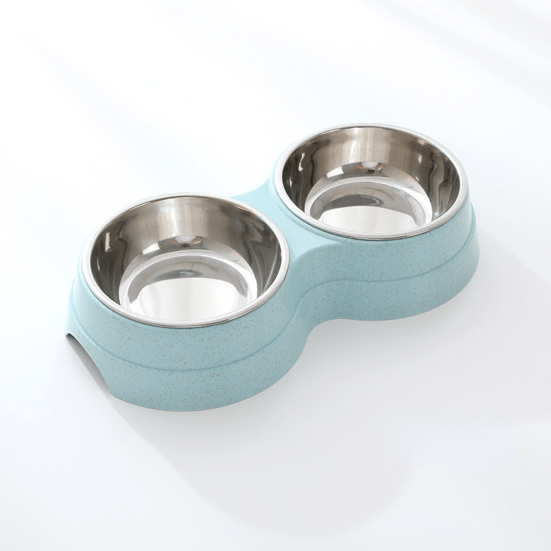 Double Pet Bowls Dog Food Water Feeder Stainless Steel Pet Drinking Dish Mağazam