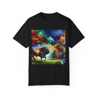 Colorful Bull Graphic Unisex T-shirt for Nature Lovers