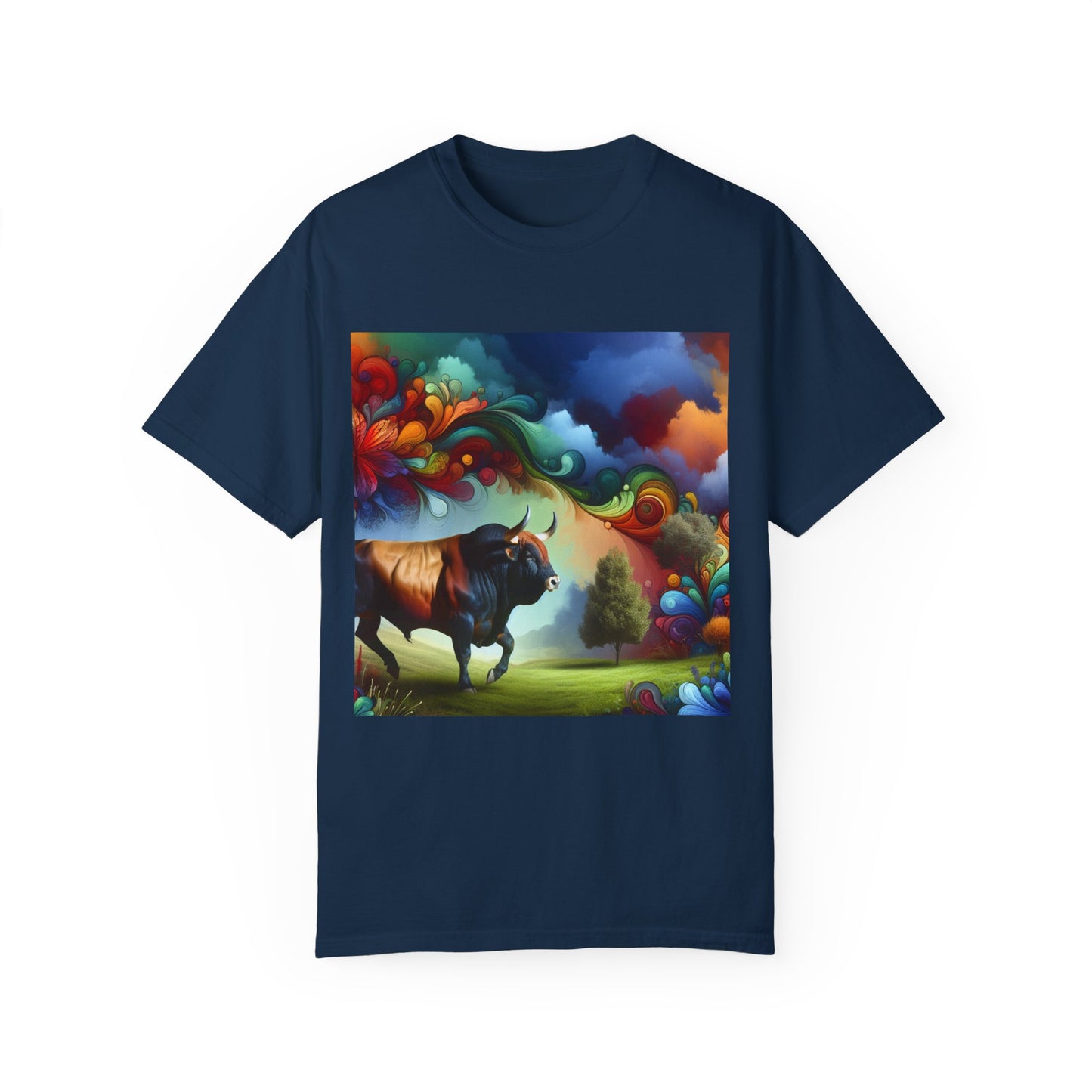 Colorful Bull Graphic Unisex T-shirt for Nature Lovers