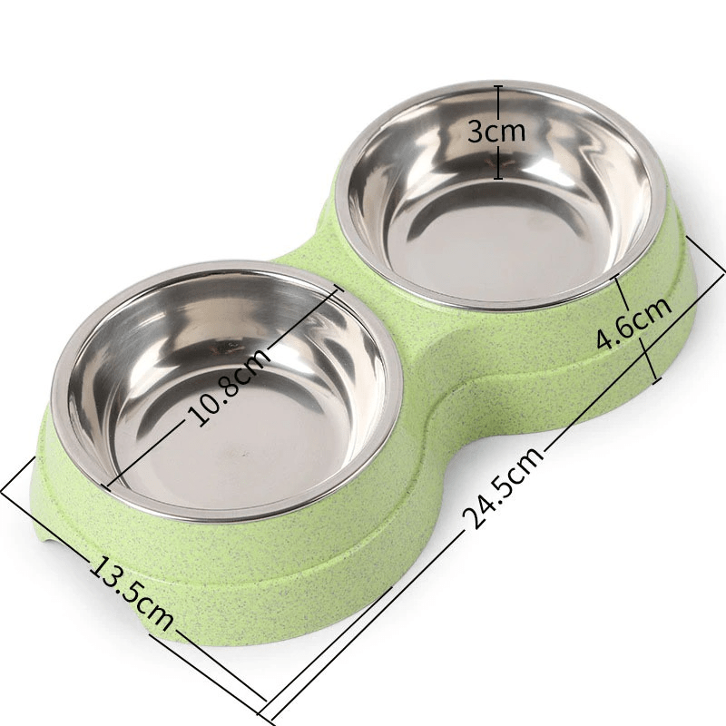 Double Pet Bowls Dog Food Water Feeder Stainless Steel Pet Drinking Dish Mağazam