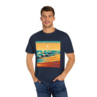 Sunset Waves Unisex Garment-Dyed T-Shirt - Beach Vibes for Summer Adventures