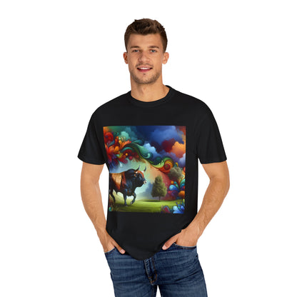 Colorful Bull Graphic Unisex T-shirt for Nature Lovers