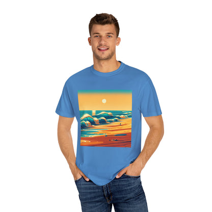 Sunset Waves Unisex Garment-Dyed T-Shirt - Beach Vibes for Summer Adventures