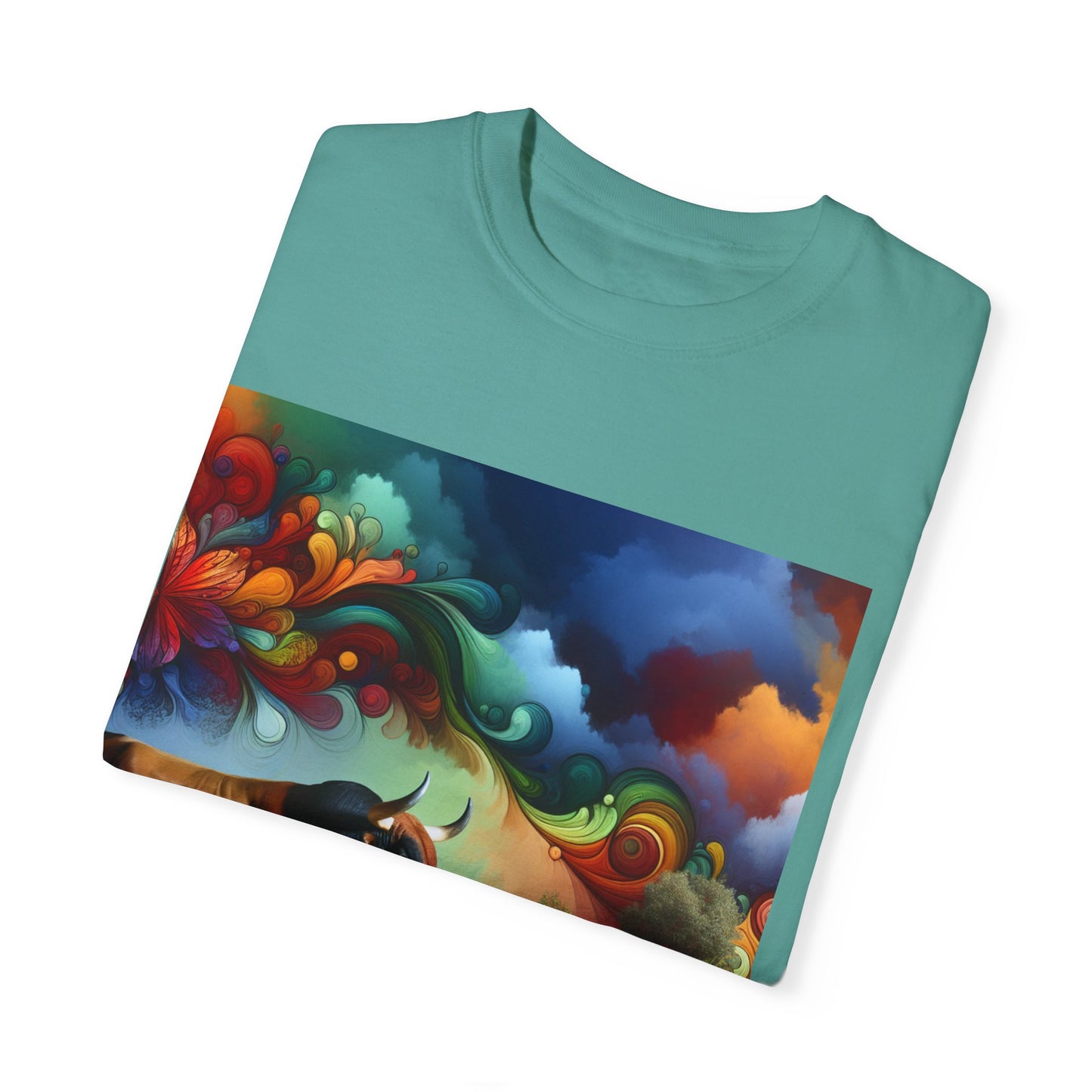 Colorful Bull Graphic Unisex T-shirt for Nature Lovers