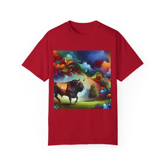 Colorful Bull Graphic Unisex T-shirt for Nature Lovers