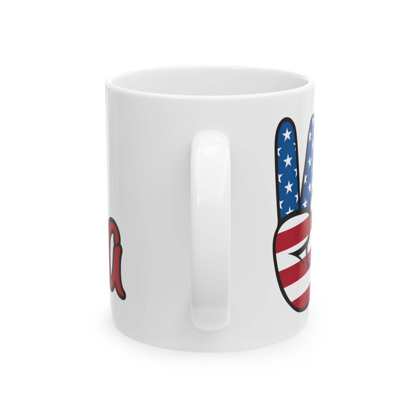 Patriotic Peace Sign Ceramic Mug - Perfect for Independence Day and Memorial Day Customize