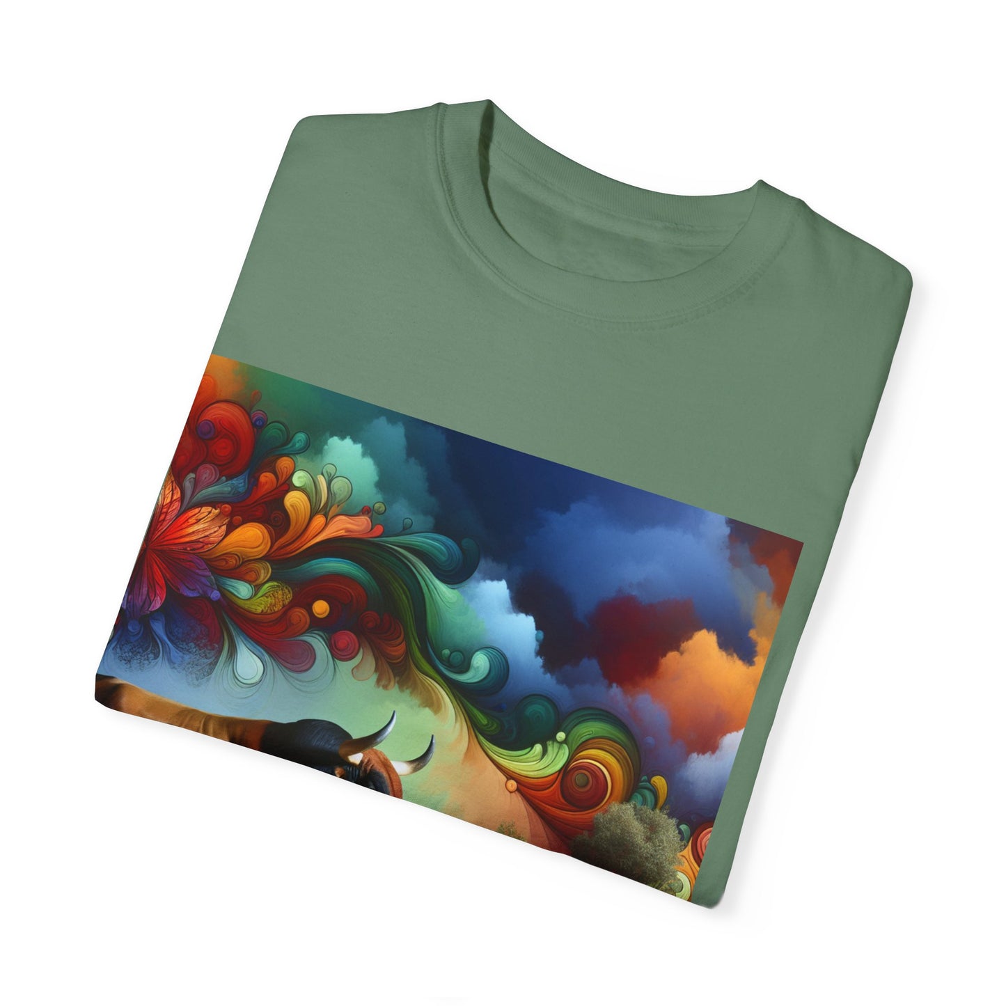 Colorful Bull Graphic Unisex T-shirt for Nature Lovers