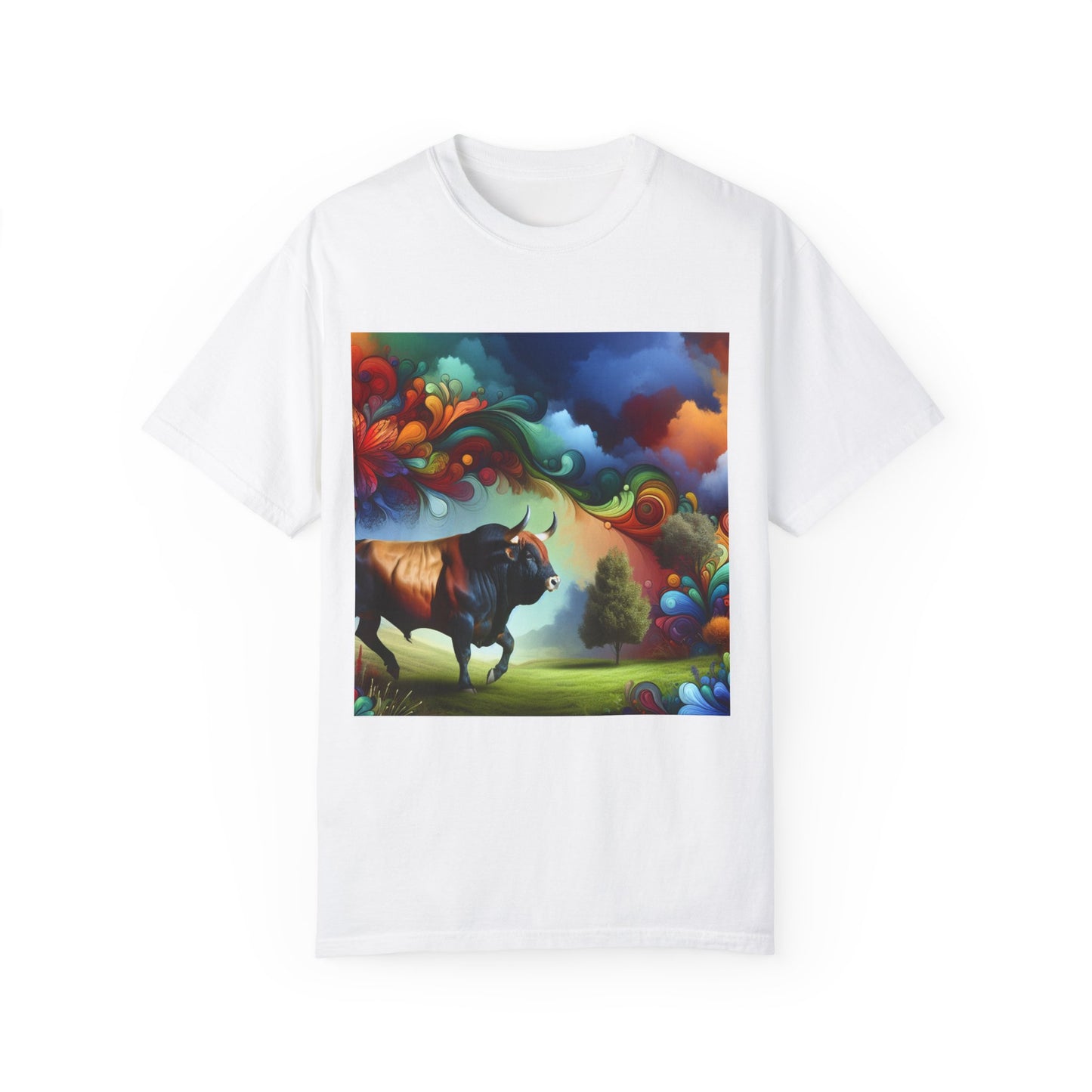 Colorful Bull Graphic Unisex T-shirt for Nature Lovers